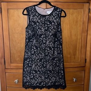 Vintage black and Tan, lace, LOFT dress! Size 6.